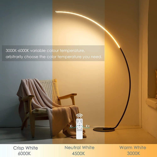 TechPulse – RGBW Smart Curve Floor Lamp With Adjustable Color Temperature (Warm to Cool White) Techpulse