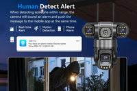 Security camera system with human detect alert feature, showing a screen of an alarm notification.