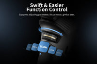 Camera control panel with buttons labeled 'Zoom', 'Pan', and 'Roll' on a black background.